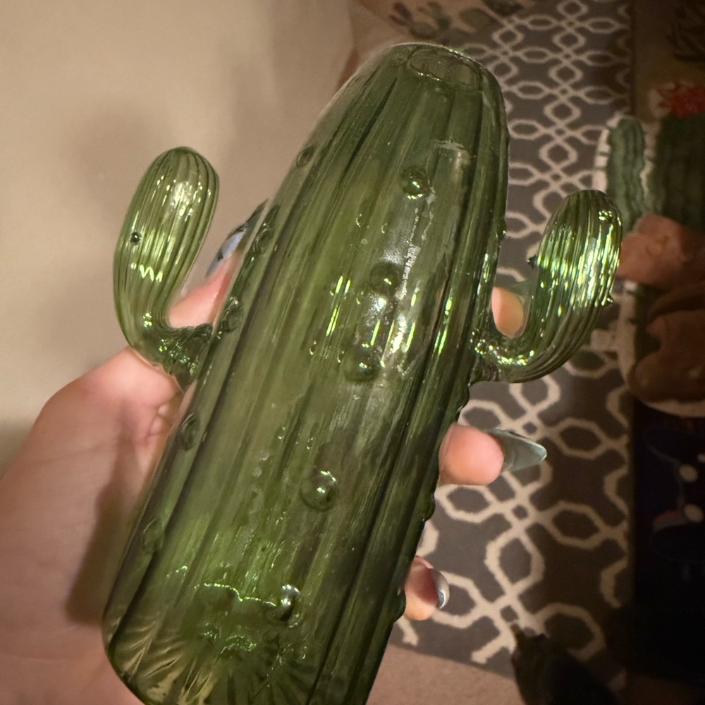 Green Cactus Glass vase